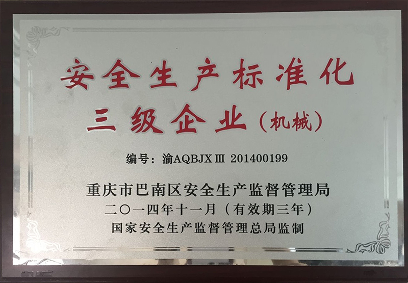 安全生产标准化三级企业 